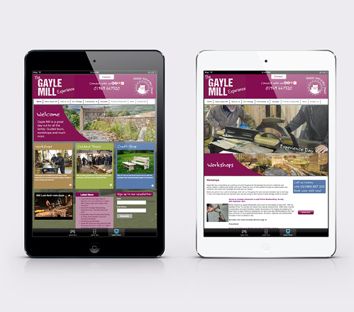 Gayle Mill website displayed across two tablet devices