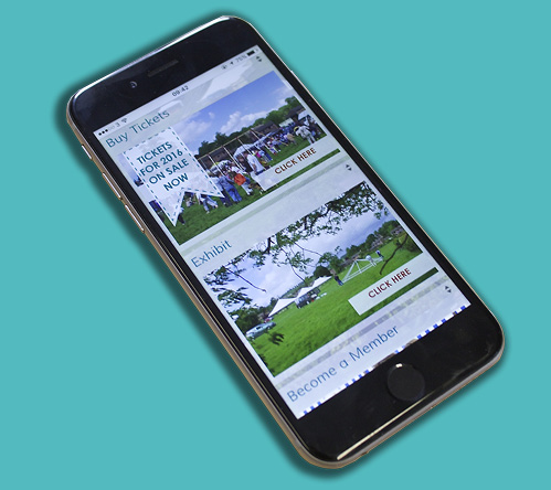 Otley Show new website displayed on iphone