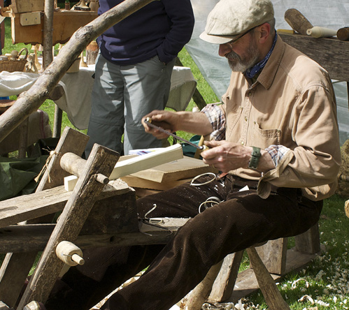 Woodworker in action at Otley Show 2016