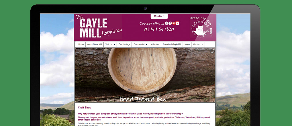 Craft shop page from the Gayle Mill Trust website